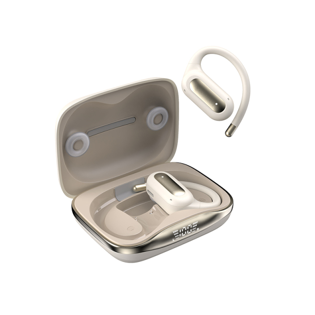 Leather Texture Appearance, Outstanding Quality, LED Charging Display OWS Earphone