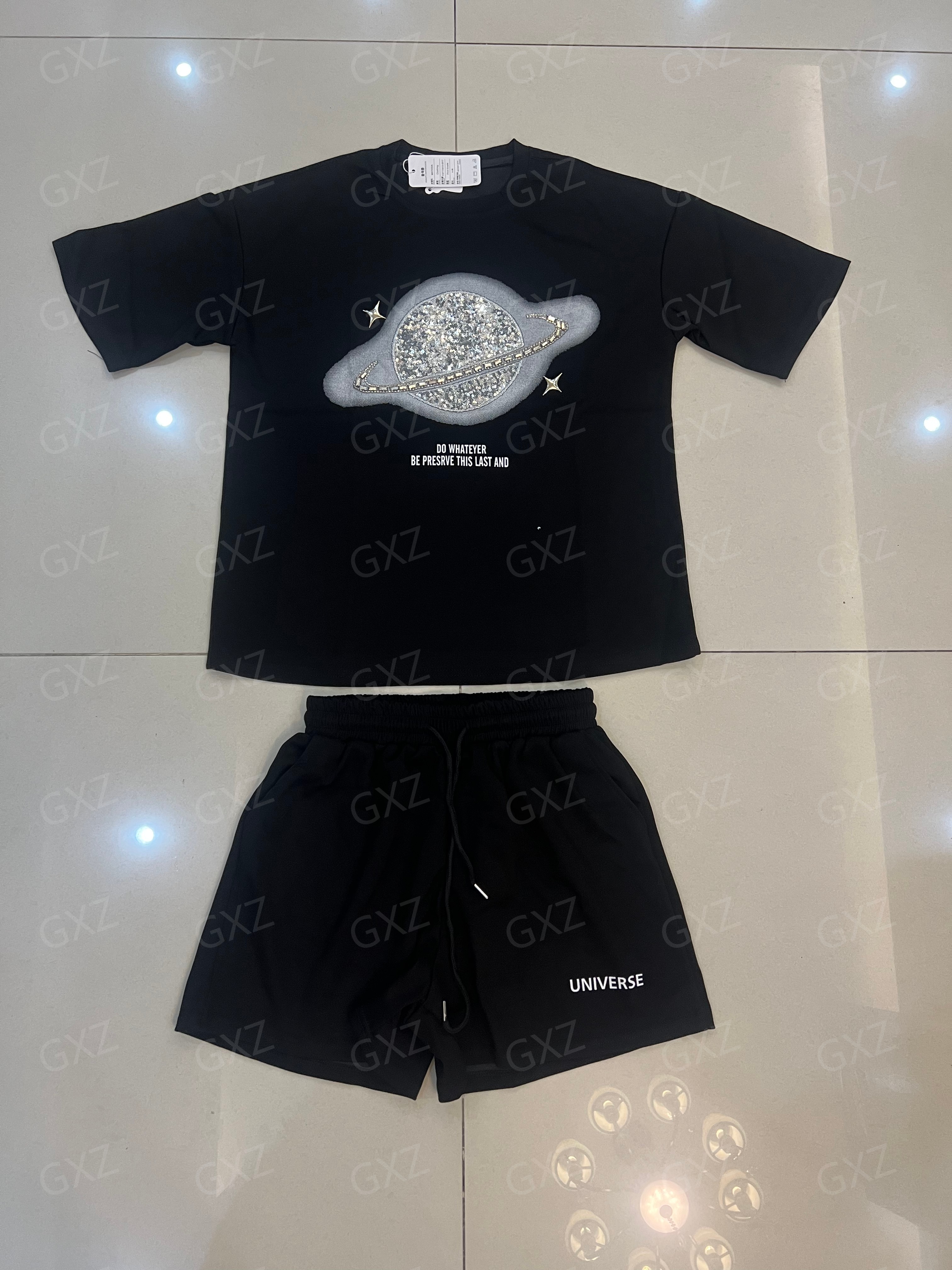 Printed cartoon starlight women's short-sleeved shorts suit