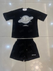 Женский комплект из двух предметов: шорты с короткими рукавами, расшитые пайетками