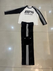 Женский спортивный комплект из двух предметов с длинными рукавами и принтом