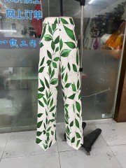 Women's woven three-dimensional printed loose trousers