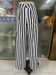 Women's striped print draped trousers