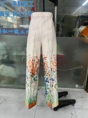 Women's plant positioning printed three-dimensional cutting loose trousers