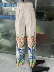 Women's plant positioning printed three-dimensional cutting loose trousers