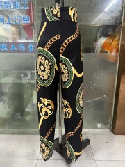 Women's baroque print draped trousers