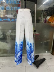 Women's positioning printed draped cutting trousers