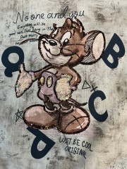 Women's long sleeve sequin embroidered printed top