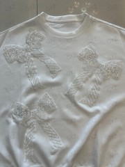 Women's long sleeve beaded bow sweatshirt