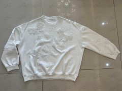 Women's long sleeve beaded bow sweatshirt