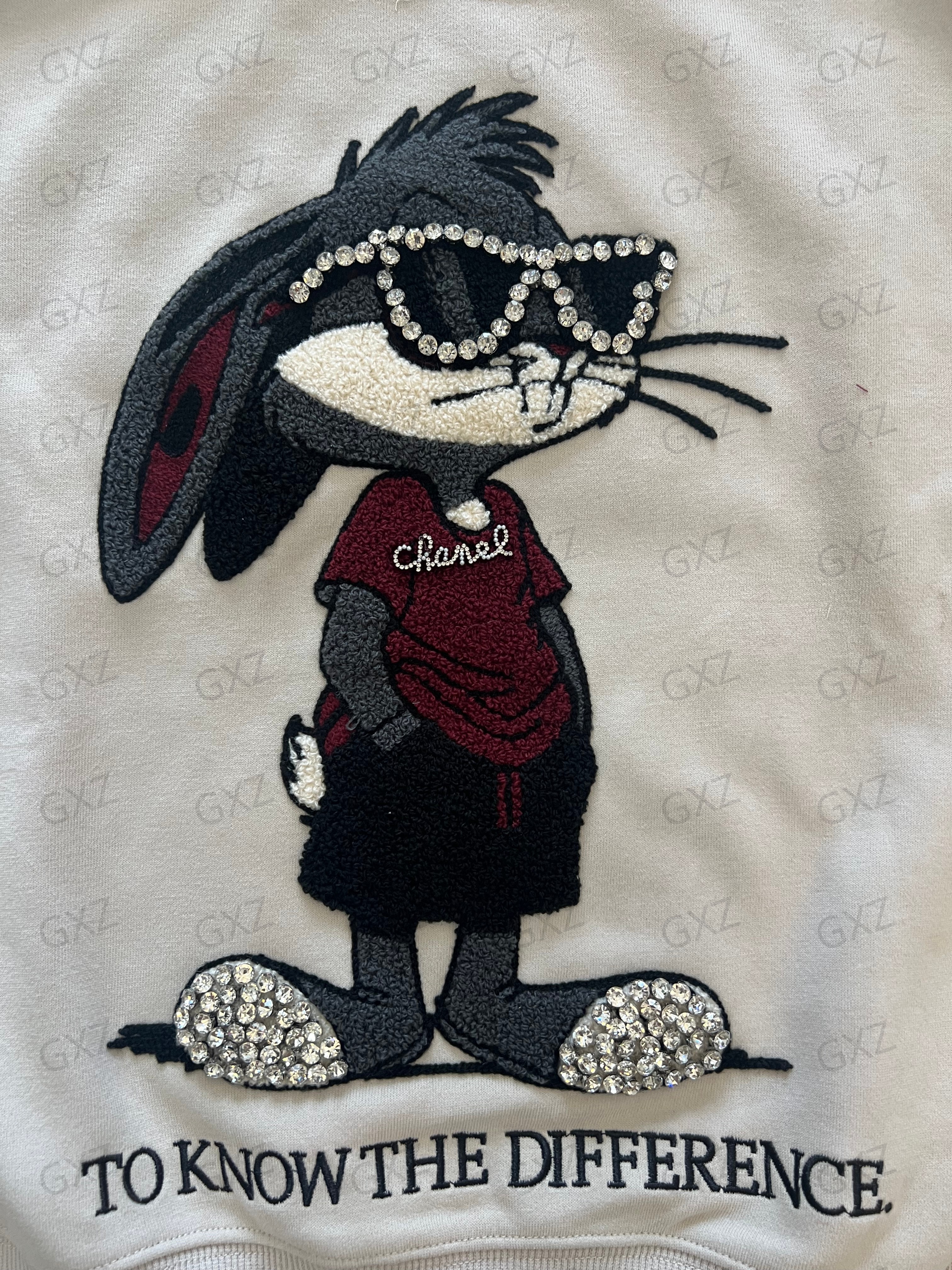 Women's long sleeve cartoon embroidered diamond sweatshirt