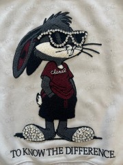 Women's long sleeve cartoon embroidered diamond sweatshirt