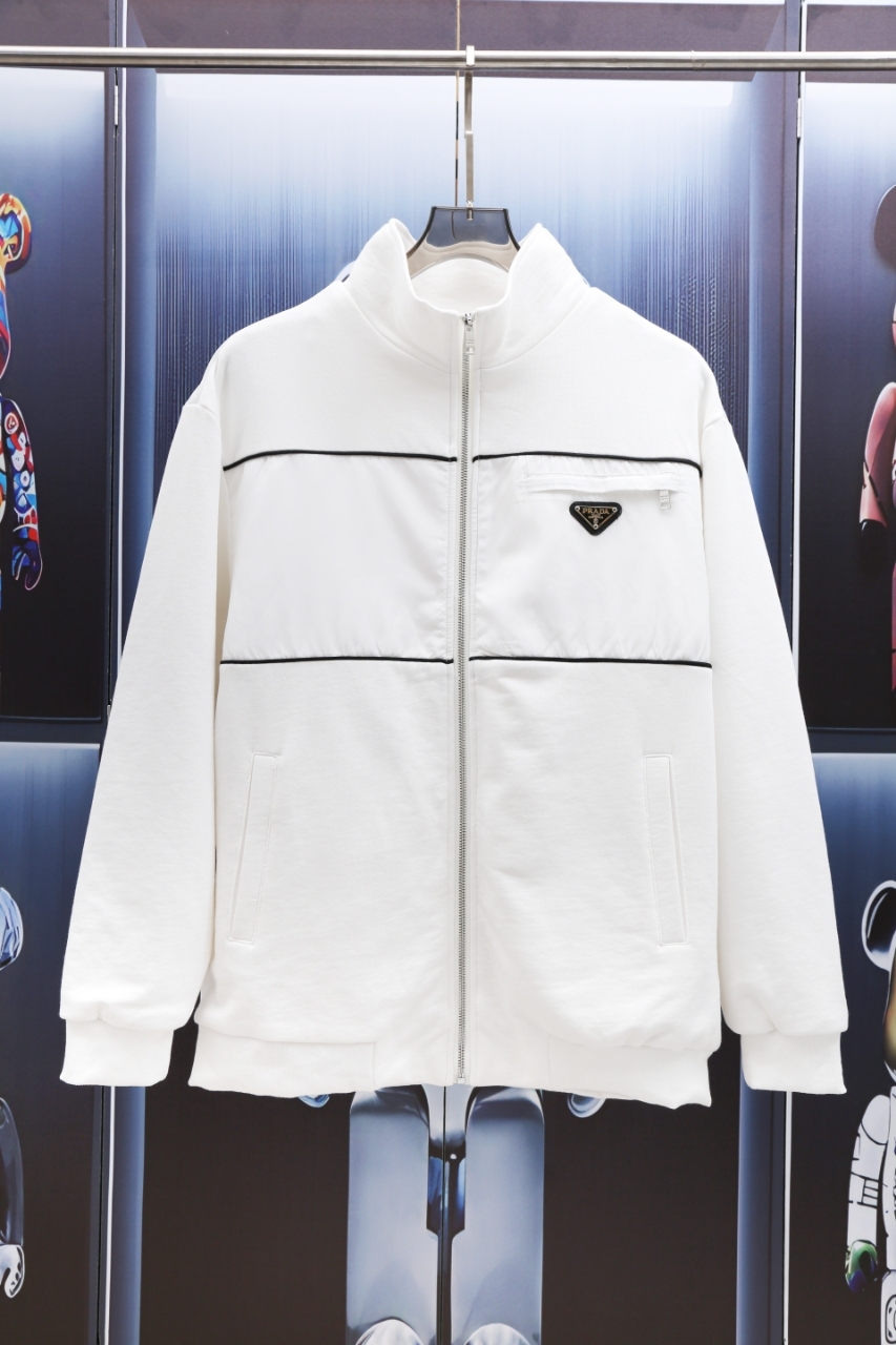 GXZ Premium White Zipper Jacket with High Neck - Customizable Winter Apparel for Men and Women