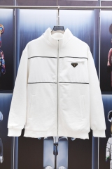 GXZ Premium White Zipper Jacket with High Neck - Customizable Winter Apparel for Men and Women