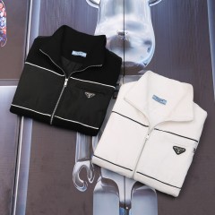 GXZ Premium White Zipper Jacket with High Neck - Customizable Winter Apparel for Men and Women