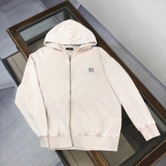 GXZ Beige Full-Zip Hoodie – Minimalist Customizable Unisex Streetwear