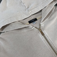 GXZ Beige Full-Zip Hoodie – Minimalist Customizable Unisex Streetwear
