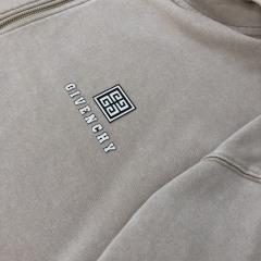 GXZ Beige Full-Zip Hoodie – Minimalist Customizable Unisex Streetwear