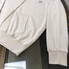 GXZ Beige Full-Zip Hoodie – Minimalist Customizable Unisex Streetwear