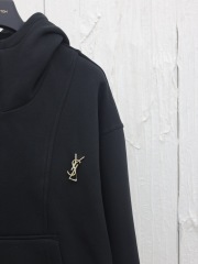 GXZ Black Half-Zip Hoodie – Minimalist Streetwear with Customizable Gold Logo Accent
