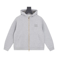 GXZ Gray Full-Zip Hoodie – Minimalist and Customizable Unisex Streetwear