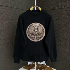 GXZ Men's Black Sweatshirt – Customizable Eagle Medallion Graphic Casual Wear