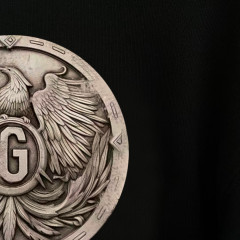 GXZ Men's Black Sweatshirt – Customizable Eagle Medallion Graphic Casual Wear