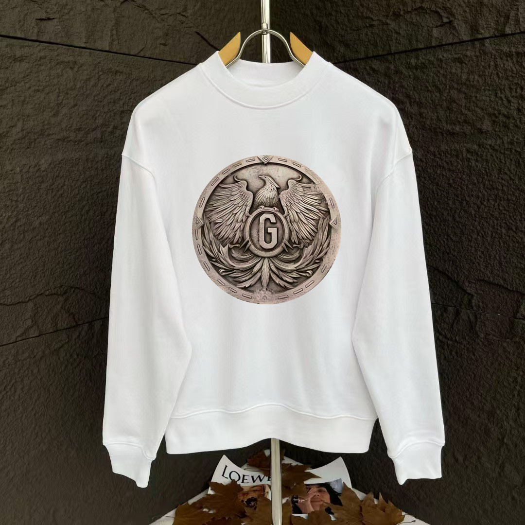 GXZ Men's Black Sweatshirt – Customizable Eagle Medallion Graphic Casual Wear