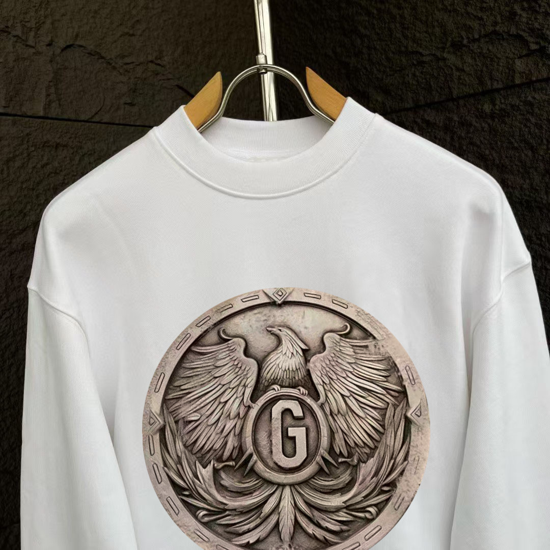 GXZ Men's Black Sweatshirt – Customizable Eagle Medallion Graphic Casual Wear