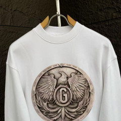 GXZ Men's Black Sweatshirt – Customizable Eagle Medallion Graphic Casual Wear