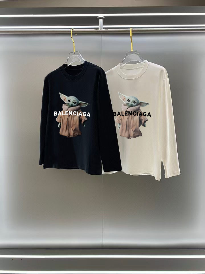 GXZ Men's Long-Sleeve Black T-Shirt – Featuring Custom Graphic and Balenciaga-Inspired Style