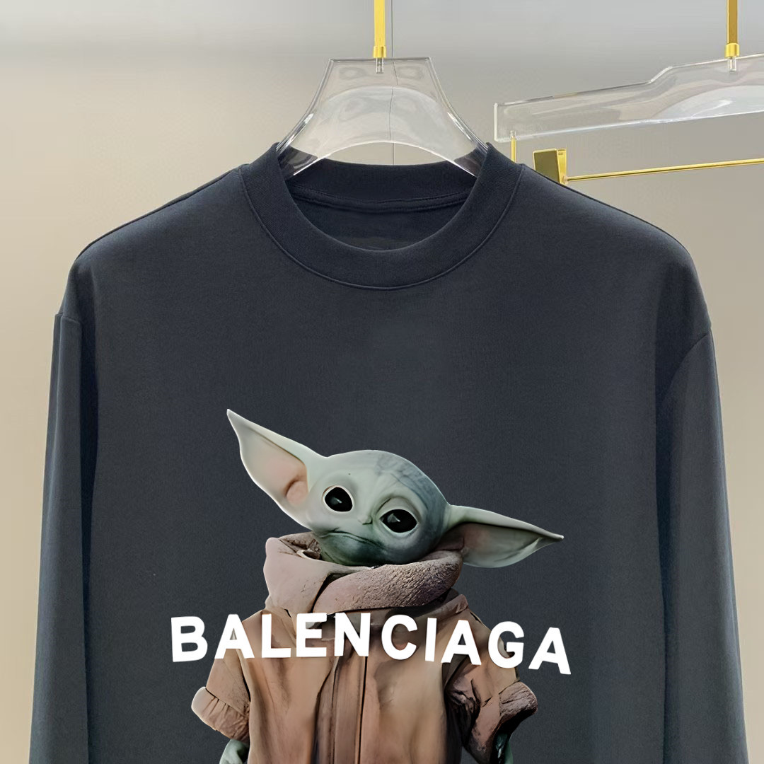 GXZ Men's Long-Sleeve Black T-Shirt – Featuring Custom Graphic and Balenciaga-Inspired Style