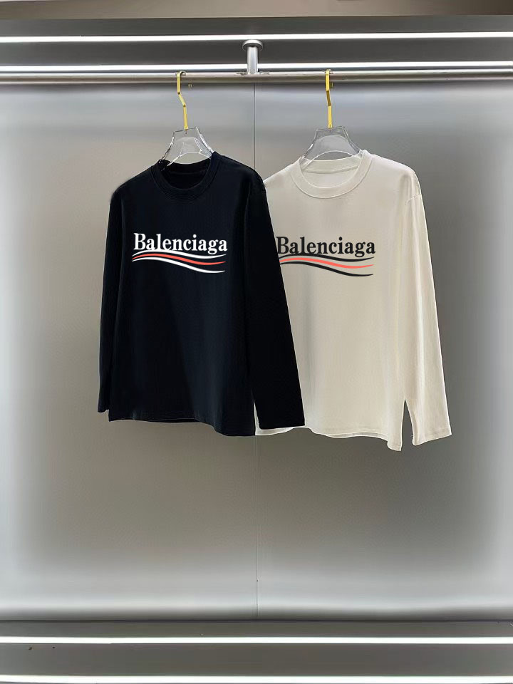 GXZ Men's Long-Sleeve White T-Shirt – Balenciaga-Inspired Minimalist Graphic Design