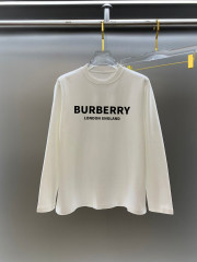 GXZ Men's Long-Sleeve White T-Shirt – Classic Burberry-Inspired Graphic Design