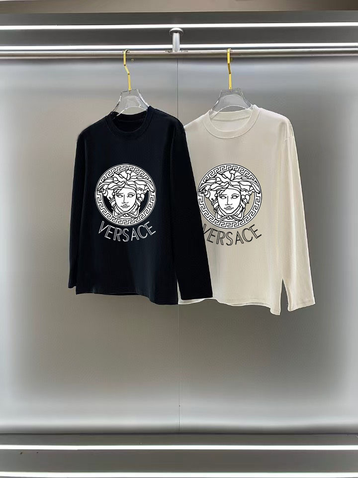 GXZ Men's Long-Sleeve Black T-Shirt – Iconic Versace-Inspired Medusa Graphic