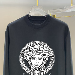 GXZ Men's Long-Sleeve Black T-Shirt – Iconic Versace-Inspired Medusa Graphic