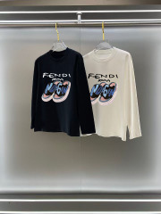 GXZ Men's Long-Sleeve White T-Shirt – Trendy Fendi-Inspired Sneaker Print