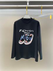 GXZ Men's Long-Sleeve White T-Shirt – Trendy Fendi-Inspired Sneaker Print