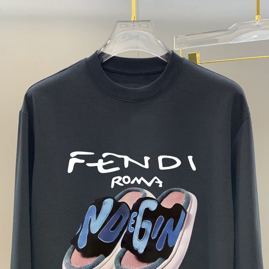 GXZ Men's Long-Sleeve White T-Shirt – Trendy Fendi-Inspired Sneaker Print