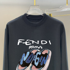 GXZ Men's Long-Sleeve White T-Shirt – Trendy Fendi-Inspired Sneaker Print