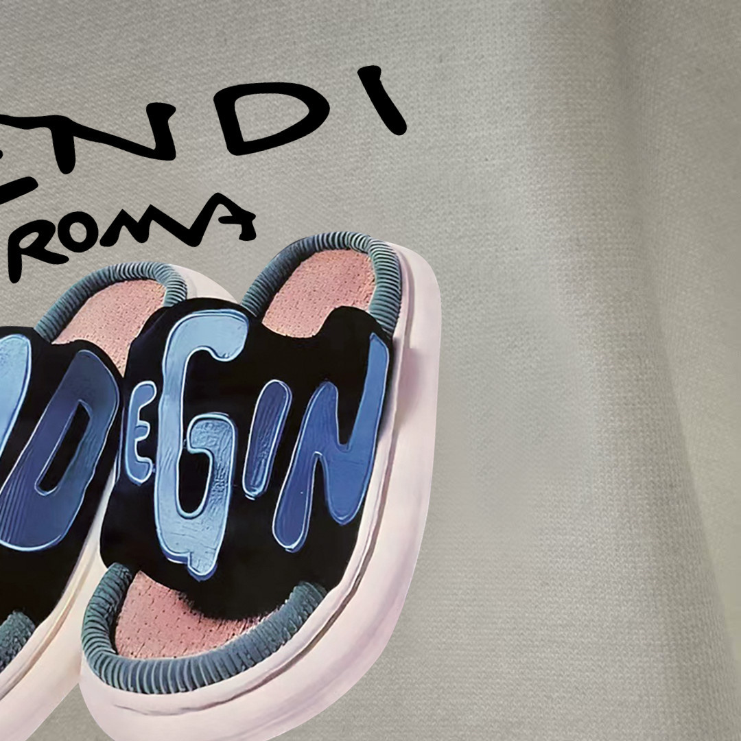 GXZ Men's Long-Sleeve White T-Shirt – Trendy Fendi-Inspired Sneaker Print