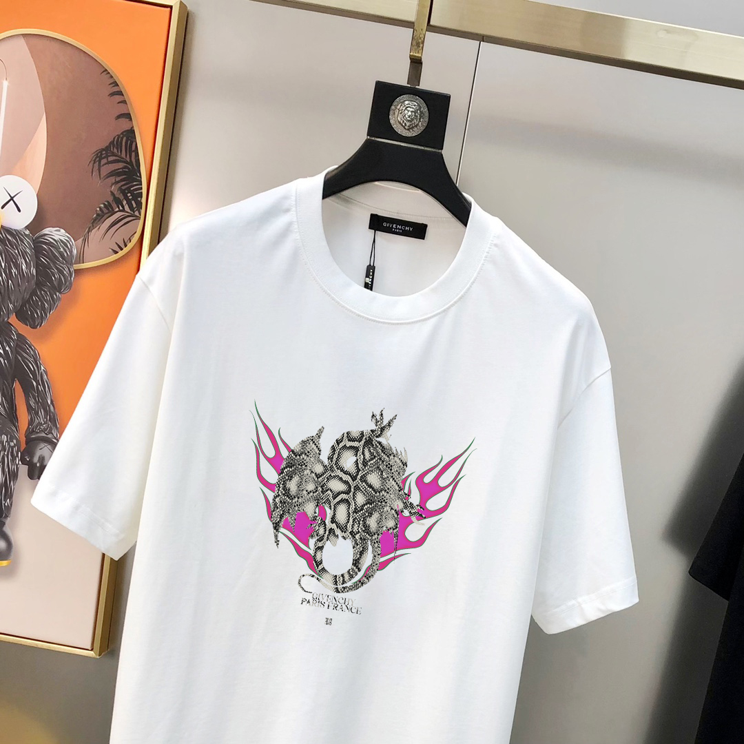 GXZ Men's White T-Shirt with Snake and Flame Graphic – Unique Urban Streetwear