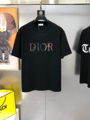 GXZ Men’s White T-Shirt with Dior-Inspired Floral Logo – Trendy and Sophisticated
