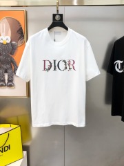 GXZ Men’s White T-Shirt with Dior-Inspired Floral Logo – Trendy and Sophisticated