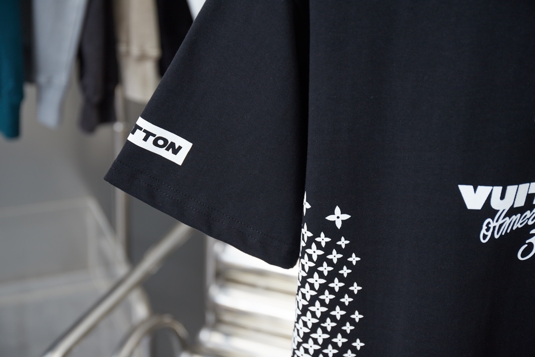 GXZ Men's Black T-Shirt with Louis Vuitton-Inspired America's Cup Graphic – Bold and Modern