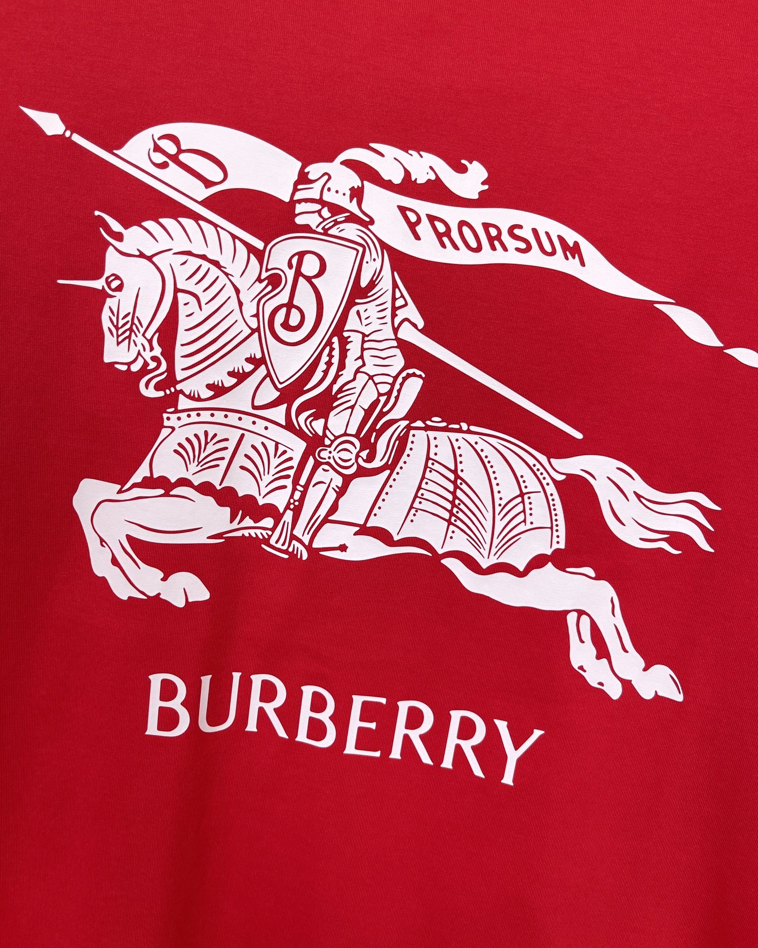 GXZ Men's Red Burberry Knight Graphic T-Shirt – Bold and Iconic Casual Style