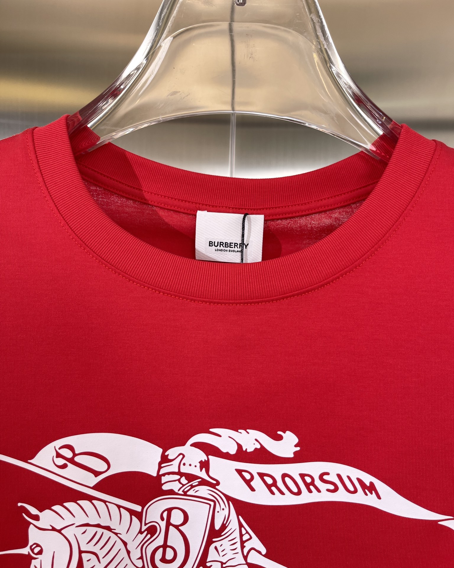GXZ Men's Red Burberry Knight Graphic T-Shirt – Bold and Iconic Casual Style