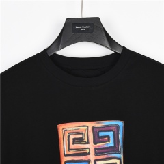 GXZ Men’s Black Multicolor Givenchy Graphic T-Shirt – Artistic Streetwear Staple