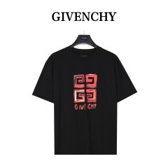 GXZ Men’s Black T-Shirt with Vibrant Red Givenchy-Inspired Graphic – Perfect for Urban Style