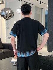 GXZ Men’s D&G-Inspired Graphic T-Shirt – Bold Black with Blue Details