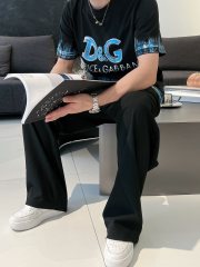 GXZ Men’s D&G-Inspired Graphic T-Shirt – Bold Black with Blue Details